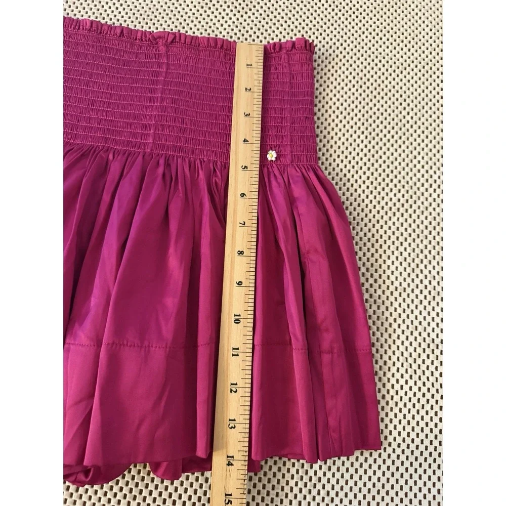 Natural Life Skort Skirt Shorts S Magenta Daisy Smocked Waist Boho Hippie Gypsy